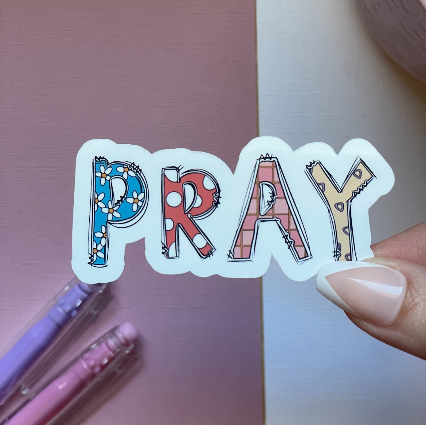 Trendy pray sticker