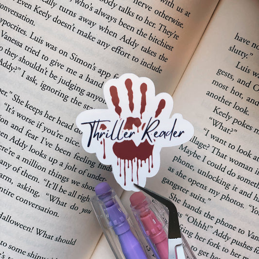 Thriller reader bloody hand sticker