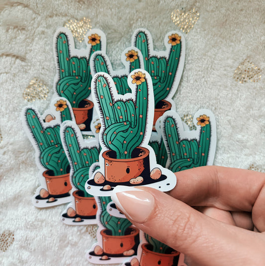 Peace sign cactus sticker