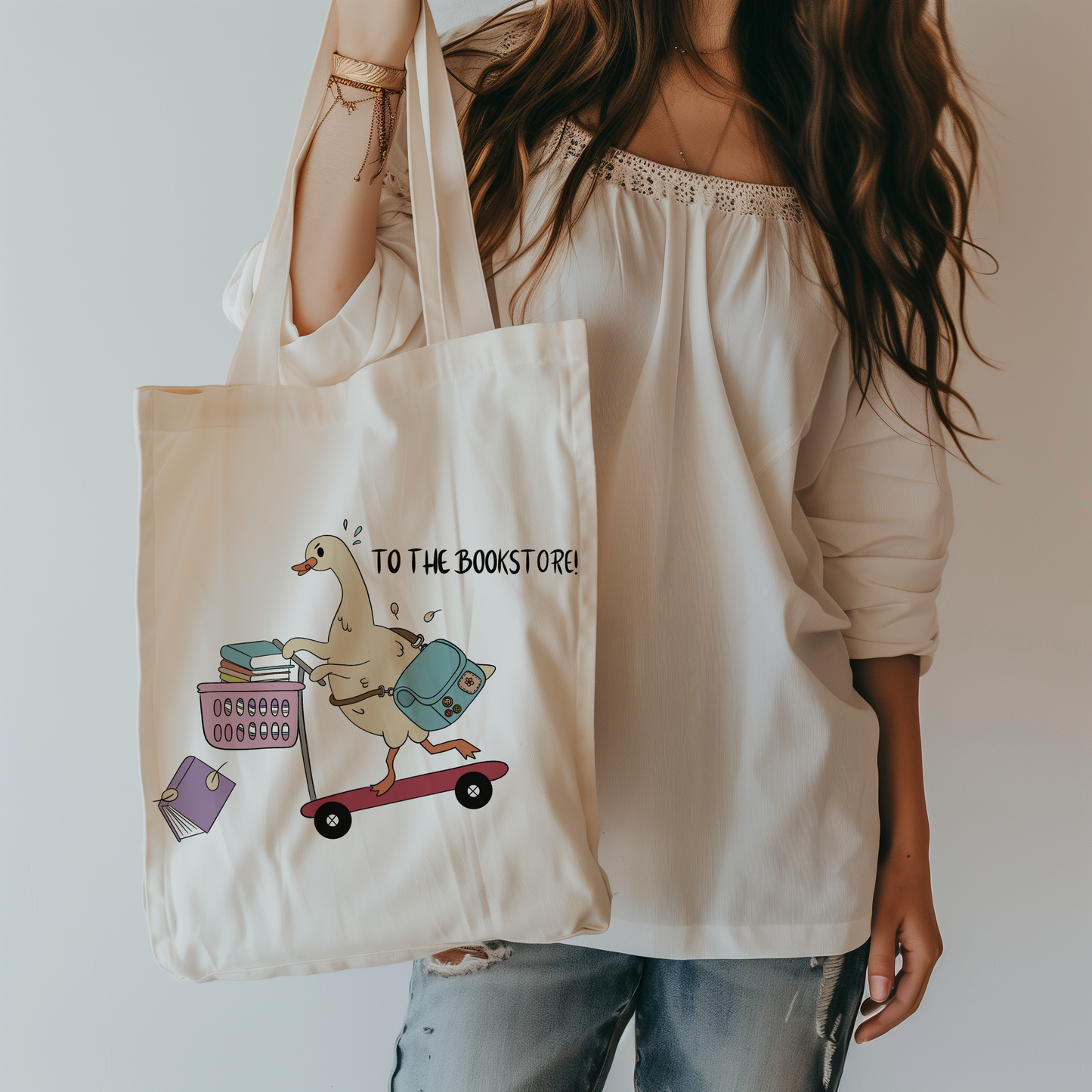 To the bookstore! Tote bag