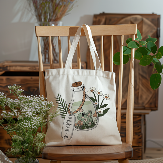 All the good things are wild and free tote bag