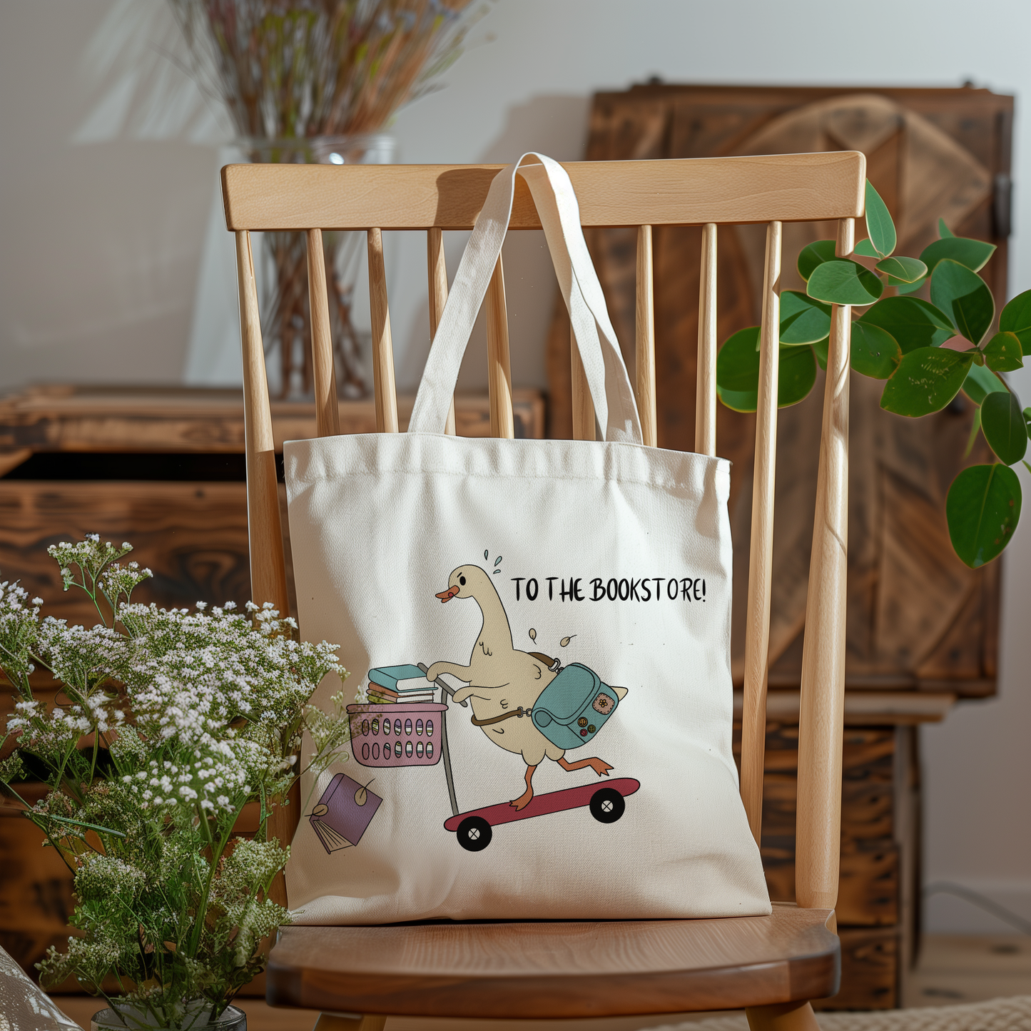 To the bookstore! Tote bag